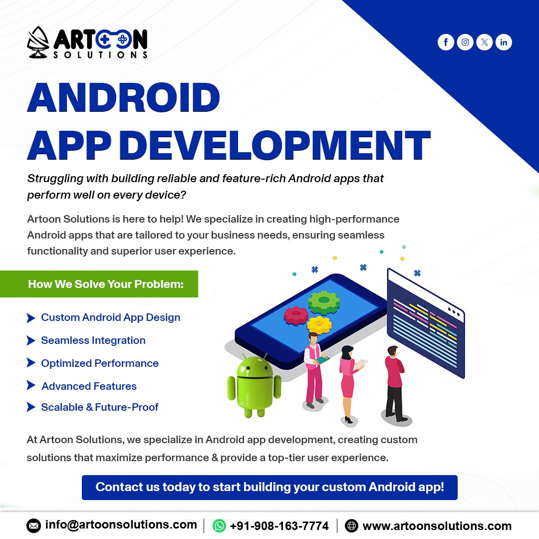 artoonsolutions's tweet image. 📱 Android App Development
Need a high-performance, user-friendly Android app? 🚀
Artoon Solutions delivers custom Android apps with speed, scalability &amp;amp; seamless integration.

📩 Let’s build your app today!
🌐 artoonsolutions.com 

#AndroidAppDevelopment #mobileapps