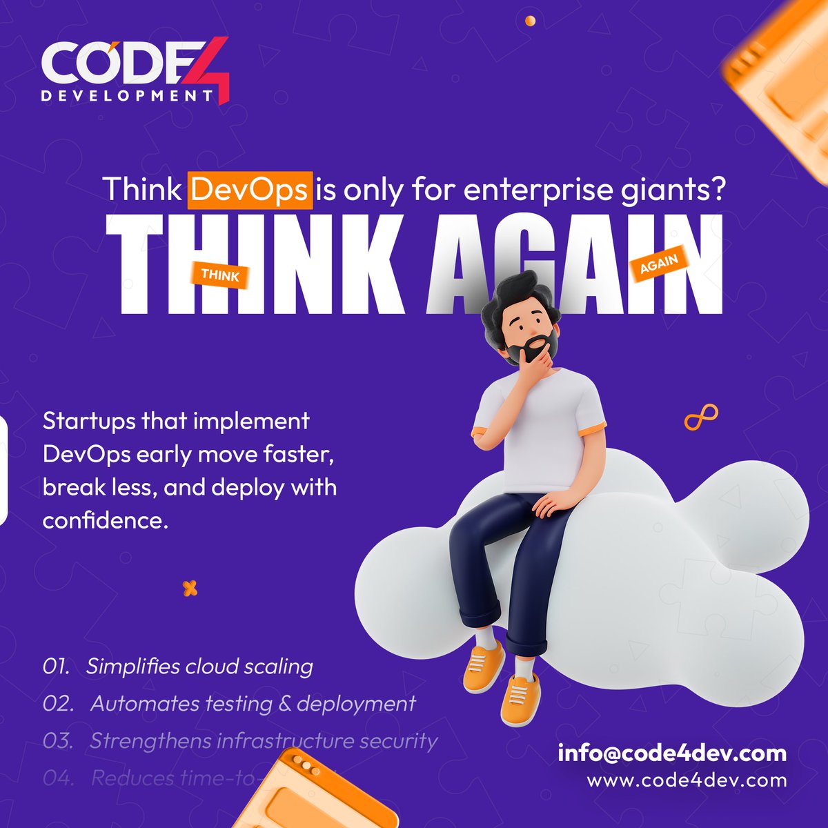 Code4DevX's tweet image. 🚀 Startups that adopt DevOps early:
✅ Ship faster
✅ Break less
✅ Scale with confidence
Why it Matters:
⚙️ Automated testing & deployment
☁️ Easy cloud scaling
🔒 Stronger security
⏱️ Reduced time-to-market
📩 info@code4dev.com
🌐 code4dev.com