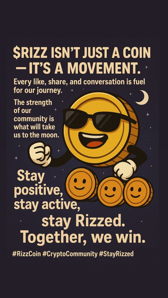 SmoothRizzCoin's tweet photo. 💬 Get involved. Share the vision. Help us grow.

#RizzCoin #RizzArmy #RizzCommunity #CryptoWithRizz #TrustInRizz #RizzOnTheRise #RizzGang #MemeCoinMovement #FutureWithRizz #RizzNation https://t.co/jJF0edQ1kt