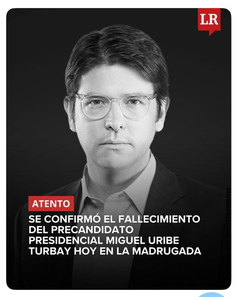 Lo mataron por oponerse al camino que le están abriendo a Colombia hacia el precipicio. Con profundo dolor, expreso mis condolencias a la familia de Miguel Uribe Turbay, a su partido y a Colombia entera. El injusto final de la vida de un hombre bueno nos debe hacer reaccionar.