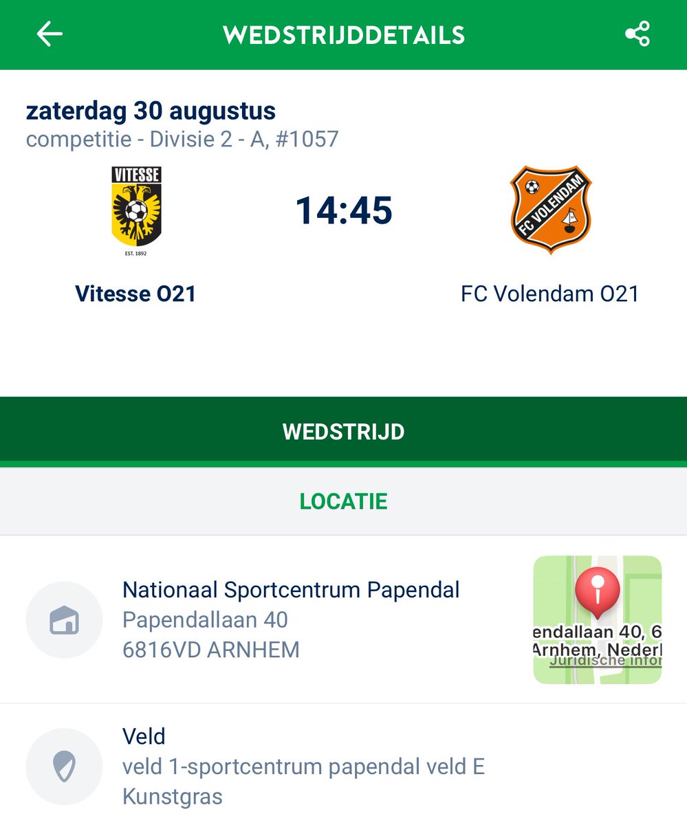 Beste Vitessenaren,

30-08 speelt de O21 14:45 op Papendal tegen FC Volendam. Laten we massaal achter <a href="/MijnVitesse/">Vitesse</a> blijven staan. #WijzijnVitesse