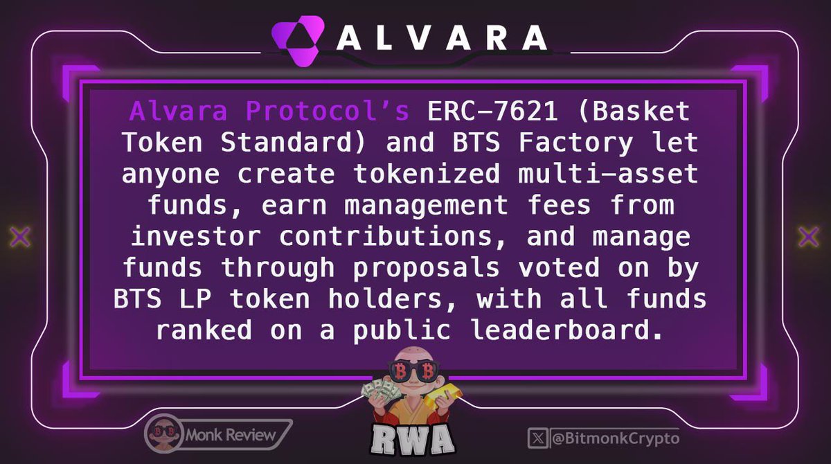 🚀 Exploring Alvara Protocol – The Future of Decentralized Asset Management

Have you checked out <a href="/AlvaraProtocol/">Alvara</a> yet? This Ethereum-based DeFi project is letting anyone create, manage, trade, and sell tokenized baskets (BSKTs) – think DIY ETFs for crypto and beyond.

Here’s why