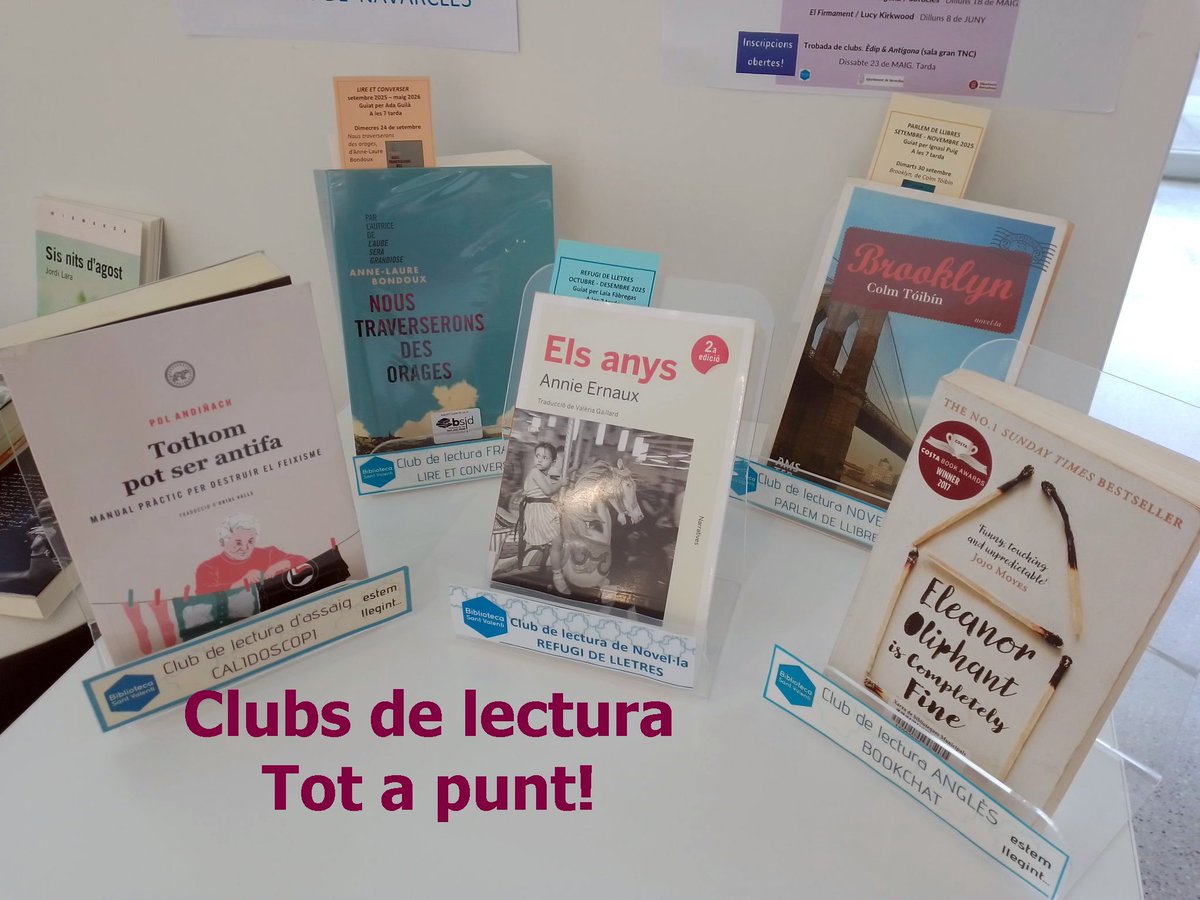 Biblioteca de Navarcles (@bnavarclessv) on Twitter photo La taula dels #ClubsdeLectura ja comença a fer goig 😍encara n'hi falten alguns, mica en mica els anem tancant.
Ja us podeu inscriure! N'hi ha per triar i remenar:
Refugi de lletres, Parlem de llibres, Lire et converser Calidoscopi, Llegir l'òpera, DirVersos... <a href="/bibliotequesXBM/">BibliotequesXBM</a> La taula dels #ClubsdeLectura ja comença a fer goig 😍encara n'hi falten alguns, mica en mica els anem tancant.
Ja us podeu inscriure! N'hi ha per triar i remenar:
Refugi de lletres, Parlem de llibres, Lire et converser Calidoscopi, Llegir l'òpera, DirVersos... <a href="/bibliotequesXBM/">BibliotequesXBM</a>