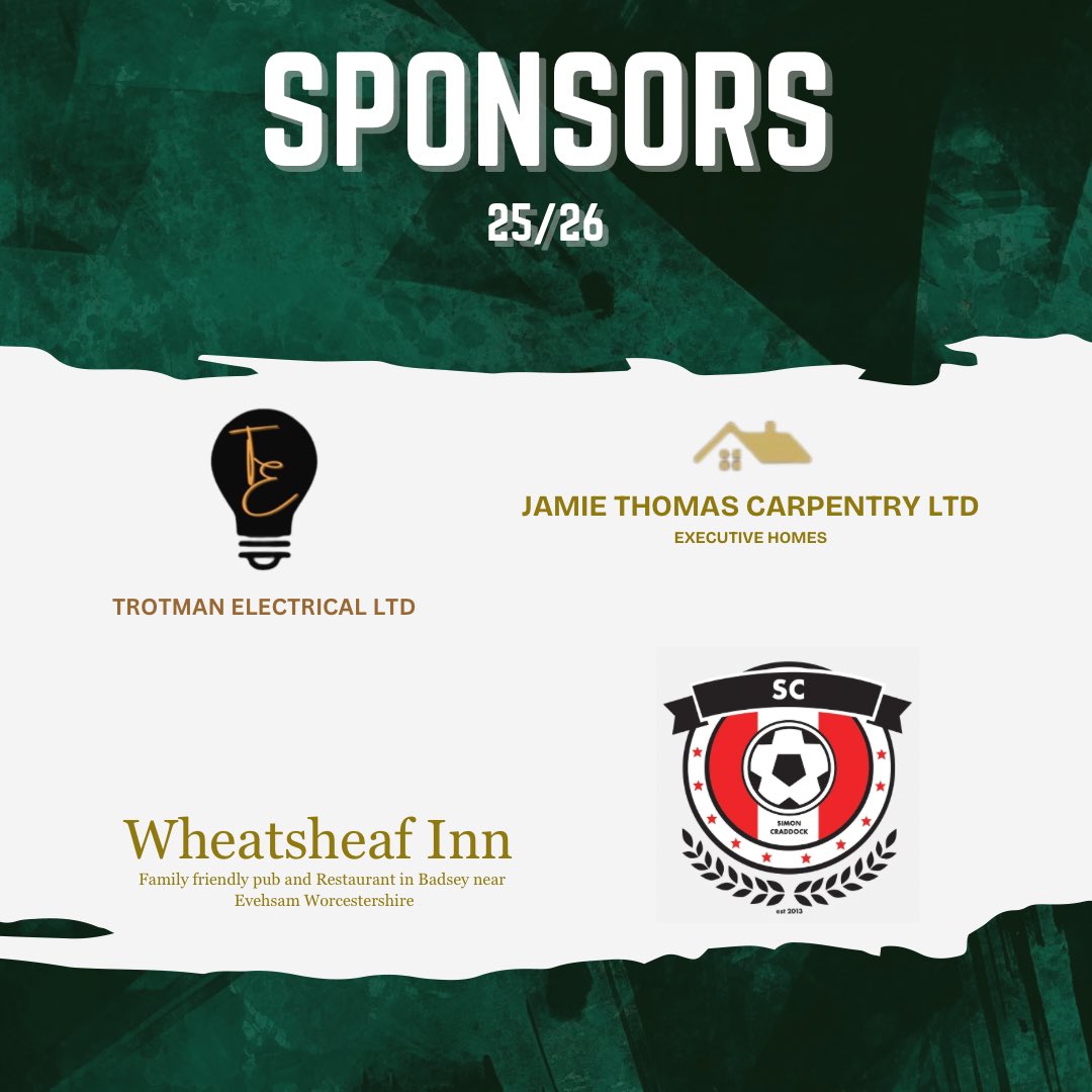 𝐒𝐩𝐨𝐧𝐬𝐨𝐫𝐬 𝟐𝟓/𝟐𝟔 𝐒𝐞𝐚𝐬𝐨𝐧 ✍🏻

A huge thank you to our sponsors for the upcoming season. Without the generosity of these sponsors this club would not be possible 💚