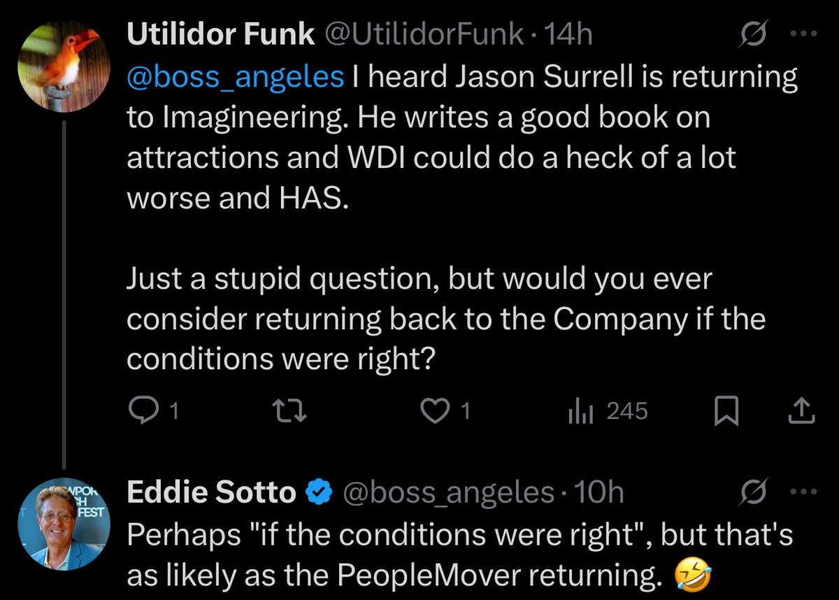 Savethemagic (@savethedmagic) on Twitter photo The first move in any negotiation is to signal the willingness to negotiate. <a href="/boss_angeles/">Eddie Sotto</a> has done that. Next move is Disney’s. From my perspective the sooner this happens the better! I’m assuming Bruce still has his number! The first move in any negotiation is to signal the willingness to negotiate. <a href="/boss_angeles/">Eddie Sotto</a> has done that. Next move is Disney’s. From my perspective the sooner this happens the better! I’m assuming Bruce still has his number!