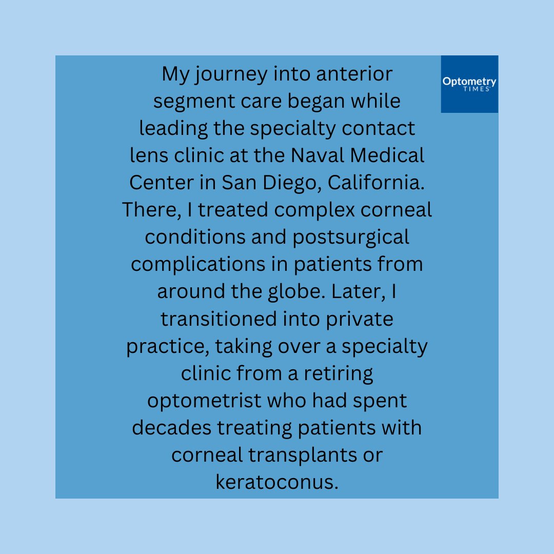 "My journey into anterior segment care began while leading the specialty contact lens clinic at the Naval Medical Center in San Diego, California," writes Randy Charrier, OD, FAAO, Dipl CCLRT.

Read more: hubs.li/Q03C6FnP0