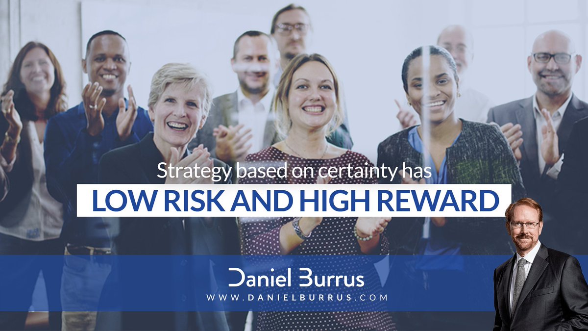 DanielBurrus's tweet image. Certainty in strategy = low risk, high reward. Base your actions on what you know will happen. #Leadership #StrategicThinking #FutureReady
