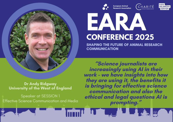 EARA_BE's tweet photo. 🎙️Andy Ridgway spreekt in Sessie 1: Effectieve Wetenschapscommunicatie en Media #EARAconference #EARA
Mis de kans niet om toonaangevende stemmen in #Dieronderzoek en communicatie te horen.
Meer info: https://t.co/Ds9Cp4lfLH https://t.co/95ZpCEkrLF