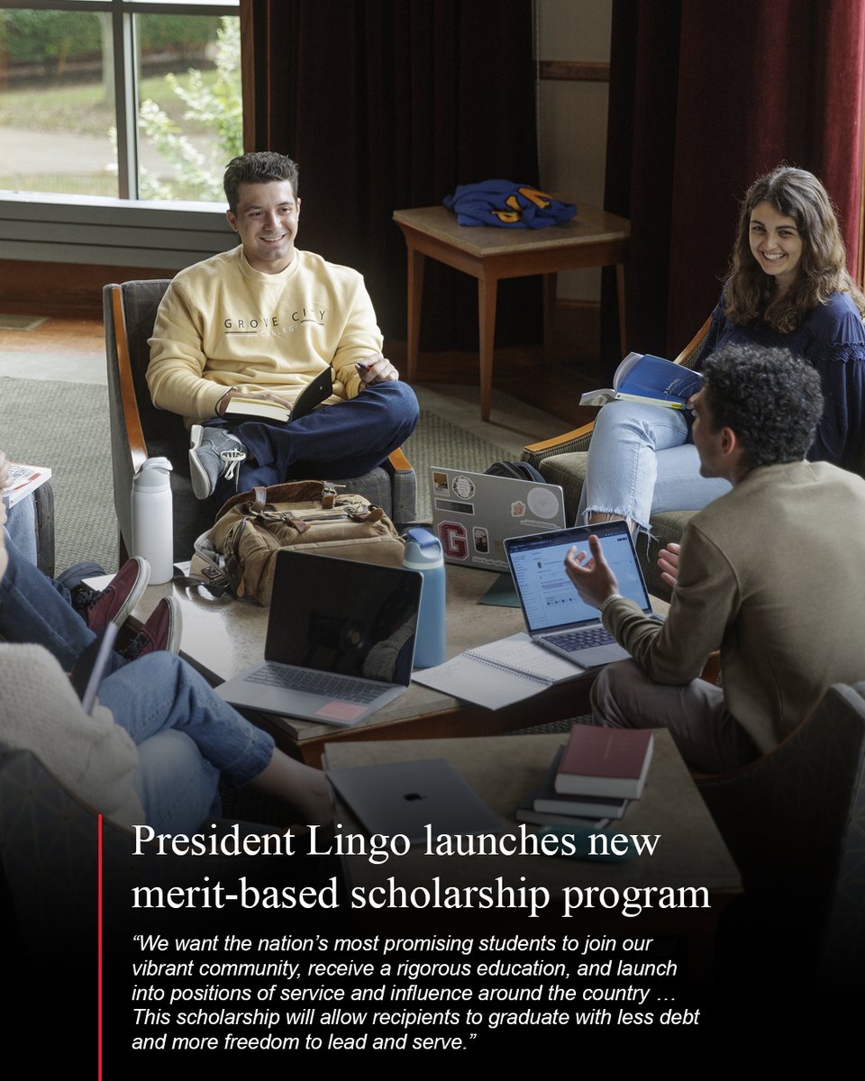 Grove City College (@grovectycollege) on Twitter photo Grove City College is launching the President’s Scholarship Program, a new merit-based scholarship and mentoring program. gcc.edu/Home/News-Arch… Grove City College is launching the President’s Scholarship Program, a new merit-based scholarship and mentoring program. gcc.edu/Home/News-Arch…