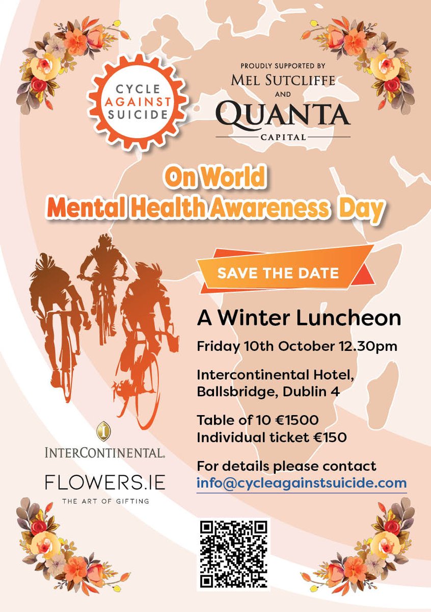 CASuicide's tweet photo. ✨ Something special is coming…
Join us for the 1st Cycle Against Suicide Winter Lunch 🗓 Fri 10 Oct 2025 | Dublin

An afternoon to connect, share, and support the message: It’s okay not to feel okay. 
📍 InterContinental Hotel, Ballsbridge
🔗 https://t.co/VfV2KzjIwB https://t.co/7hLK7OiO3M