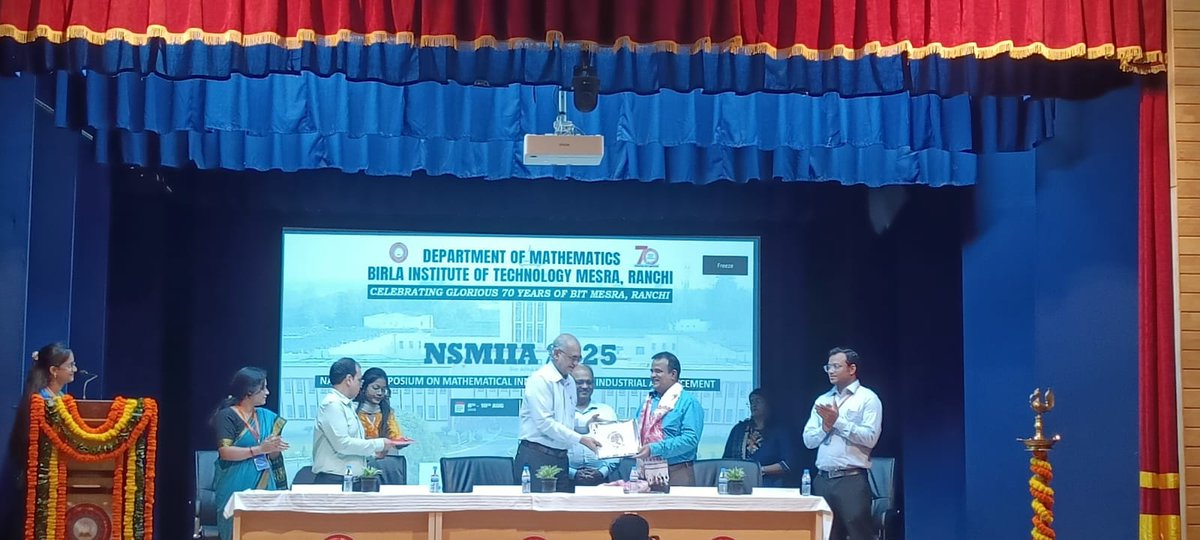 psmajeecfd's tweet photo. Department of Mathematics, BIT Mesra organized a two and half day national symposium NSMIAA 2025 during 8-10th August. It was funded by @ANRFIndia and #JCSTCI. https://t.co/ma3qTCcpIA