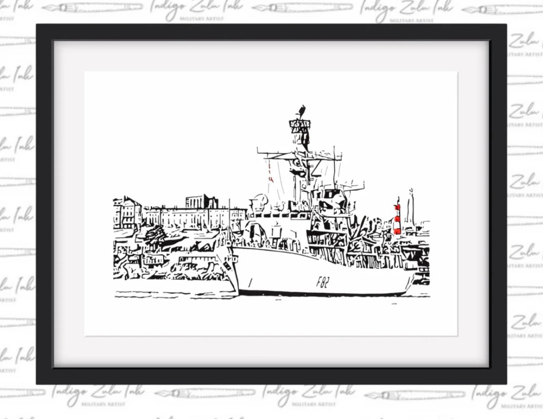 indigozuluink's tweet image. Well that’s @HMSSomerset all stocked up ahead of this years #PoppyAppeal!

This is my doodle of her from last year. I love the drawings with Plymouth in the background and a pop of colour on @SmeatonsTower.

#hmssomerset #f82 #hmnbdevonport #royalnavy #homeport