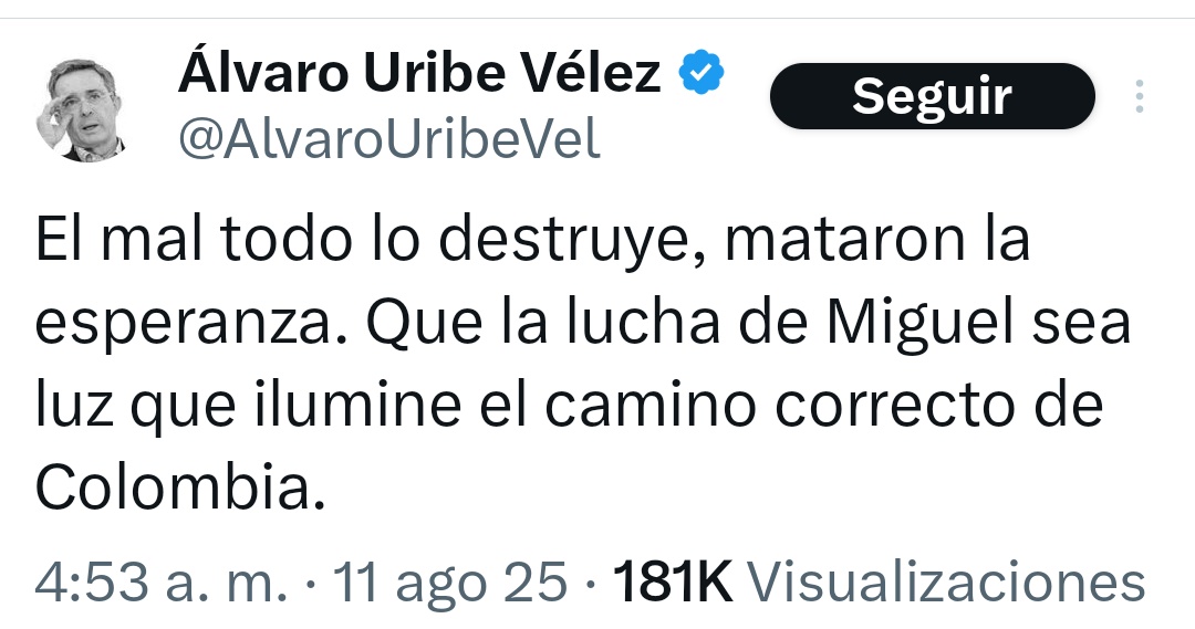 Antonio🌹🥑🐝♻️🐱🇨🇴 (@antoniocr1974) on Twitter photo El reo Álvaro Uribe responsable del asesinato de 6402 jóvenes, por qué sigue haciendo política desde su lugar de reclusión?
<a href="/DInpec/">Director General INPEC</a>
A Miguel Uribe que Dios le haya perdonado sus pecados, pero él no era la esperanza de Colombia, él era un pésimo ser humano, un politiquero corrupto El reo Álvaro Uribe responsable del asesinato de 6402 jóvenes, por qué sigue haciendo política desde su lugar de reclusión?
<a href="/DInpec/">Director General INPEC</a>
A Miguel Uribe que Dios le haya perdonado sus pecados, pero él no era la esperanza de Colombia, él era un pésimo ser humano, un politiquero corrupto