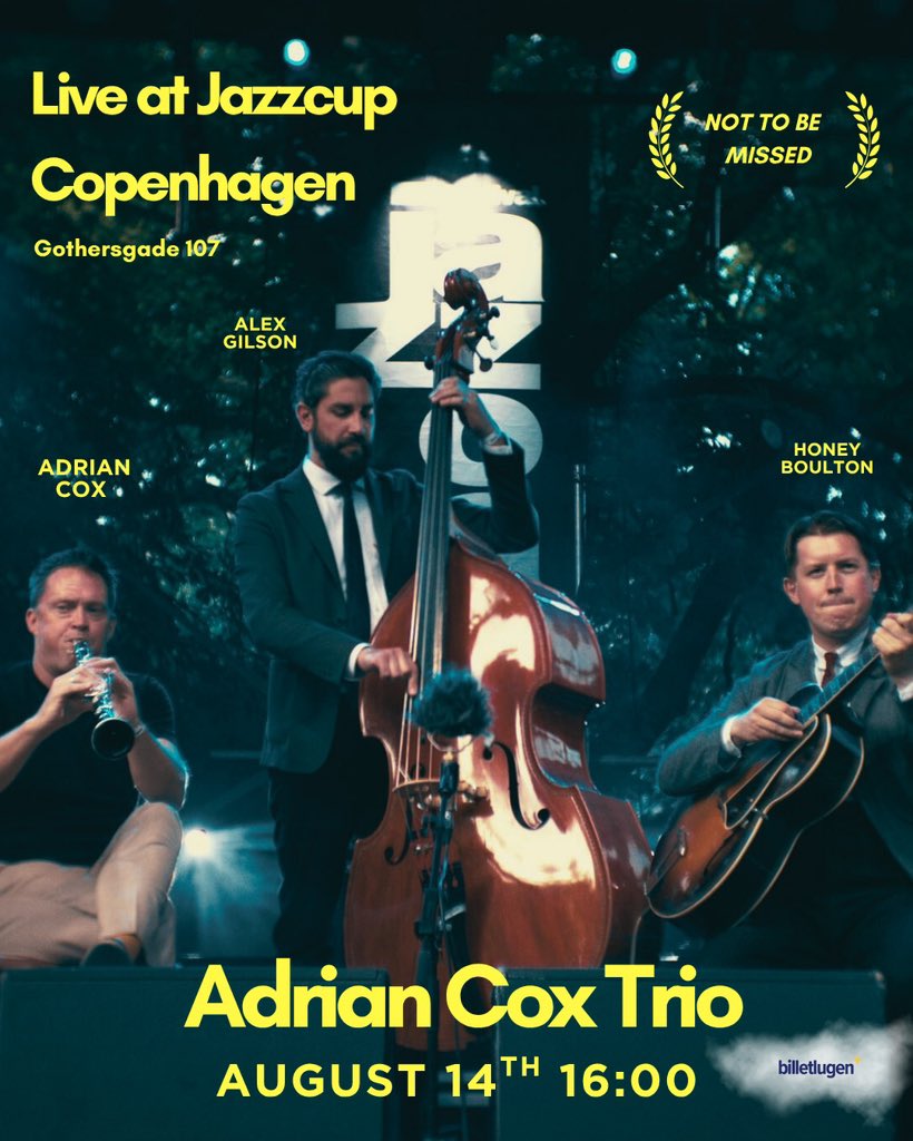 🌟 COPENHAGEN - THURSDAY 14th 
16:00 Live at JAZZCUP, Adrian Cox Trio 

Join us celebrating the release of our brand new album “Club Croco” 

Compositions by Jelly Roll Morton, Lil Hardin, Louis Armstrong ….

Last Few Tickets 
🎟️ billetlugen.dk/event/adrian-c…

#copenhagen #jazz