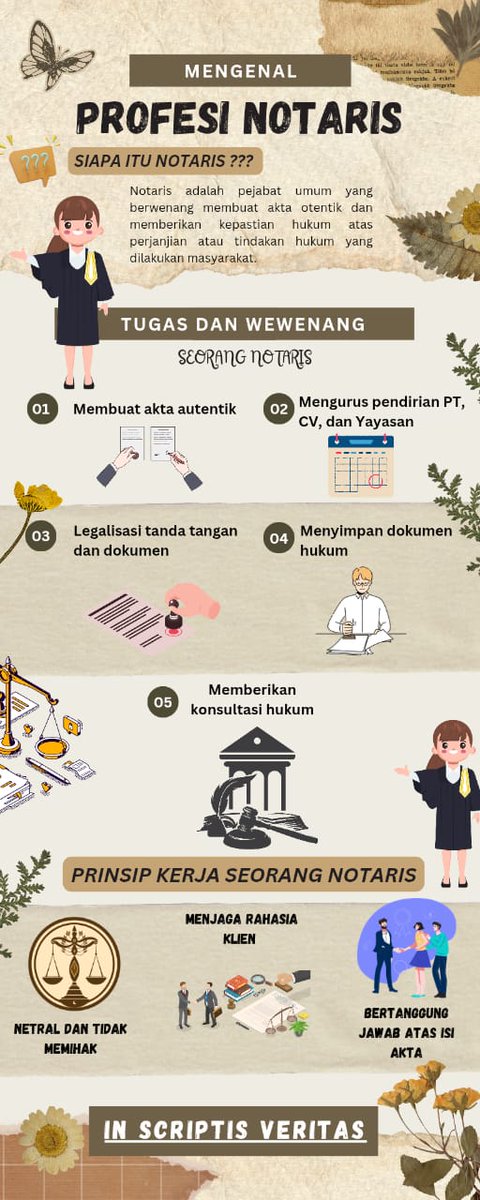 clairynssss's tweet photo. Hallo Arunamuda Laksanayudha!
 
Saya Khairina Widani dari Universitas Negeri Semarang, Prodi Ilmu Hukum ingin menyampaikan informasi terkait profesi notaris melalui infografis.
Notaris adalah pejabat umum yang berwenang membuat akta autentik dan memberikan kepastian hukum https://t.co/pP0eUDOJzN
