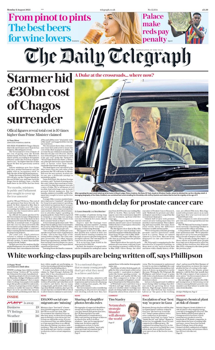 REVEALED: Starmer’s Chagos surrender will cost £35bn - 10 times more than he claimed. 🥀

Labour lied, Mauritius gets the cash, China and Russia get the benefits.

telegraph.co.uk/politics/2025/…