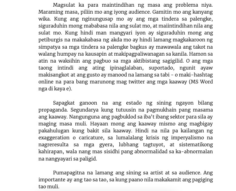 aunomayo's tweet photo. "ang importante ay ang tao sa tao, sa kung paano nila makakamit ang pagiging tao muli." https://t.co/YXIfBZt7Ul