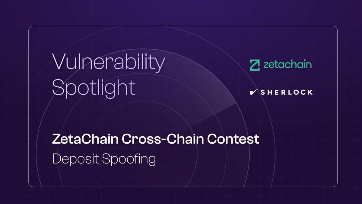 sherlockdefi's tweet photo. Welcome back to Sherlock's Vulnerability Spotlight, where we highlight an impactful vulnerability uncovered during a Sherlock audit.

This week, we have Deposit Spoofing.

It was uncovered by @0xalpharush &amp; @bernd_eth on the @zetachain Cross-Chain Contest. 🧵 https://t.co/9oc1UJCjsw