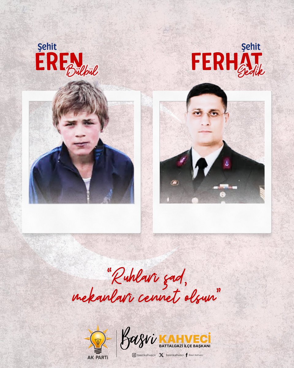 basrikahveci's tweet photo. Bölücü terör örgütünün düzenlediği hain saldırıda şehit düşen Eren Bülbül ve Jandarma Astsubay Kıdemli Başçavuş Ferhat Gedik’i, vefatlarının 8. yıl dönümünde derin bir saygı ve minnetle anıyorum.

Bu topraklar uğruna canını feda eden tüm şehitlerimize Allah’tan rahmet diliyorum. https://t.co/cbFn7WrhBk