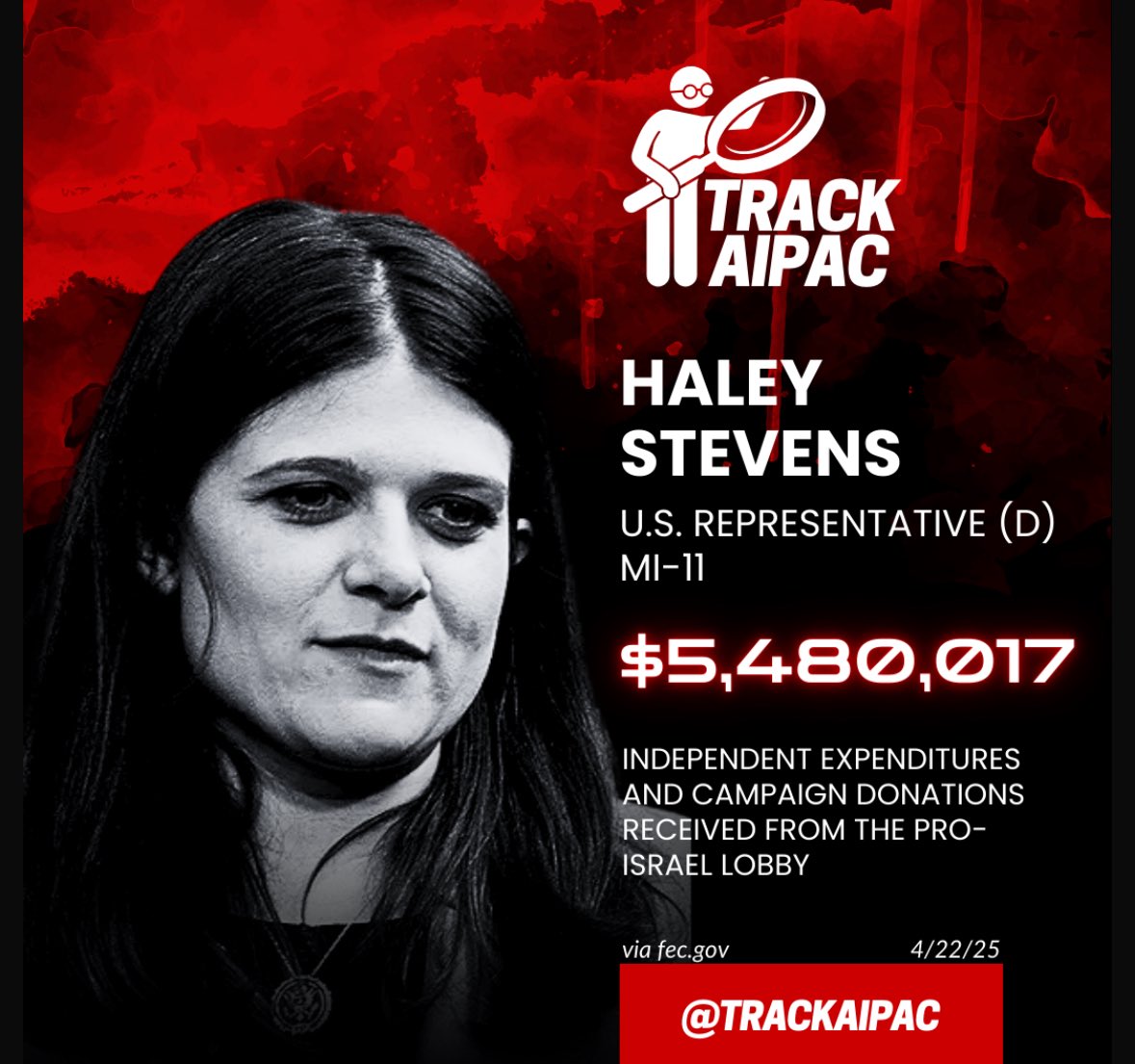 JSanderlin7's tweet photo. @RepHaleyStevens How many of your follower know how much money you take from a foreign government? https://t.co/92j3Sj2bQ9