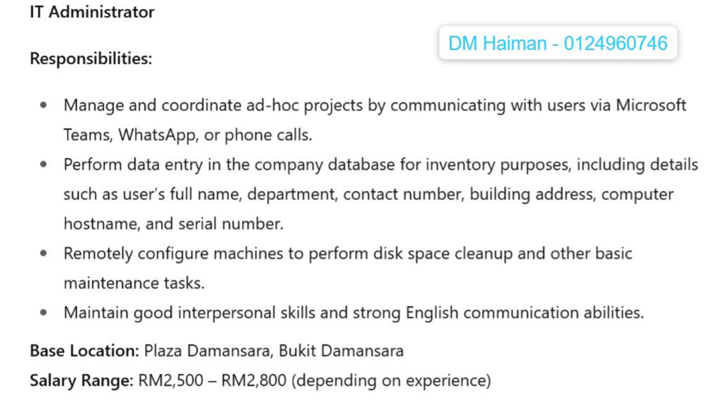 NurinAndrian's tweet photo. <Job Vacancy>
any question, please dm/ws 

Thank you https://t.co/AgGGGlJibG