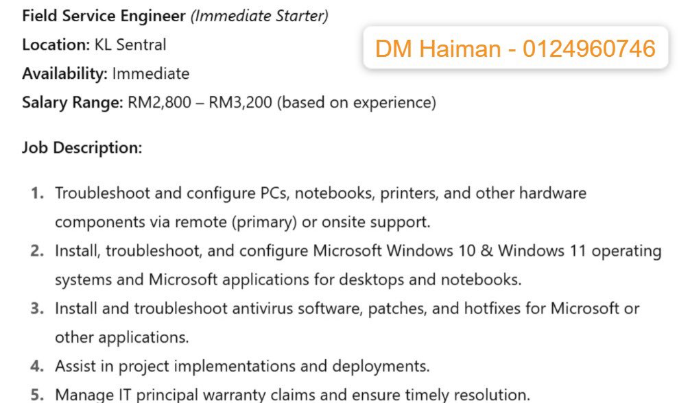 NurinAndrian's tweet photo. <Job Vacancy>
any question, please dm/ws 

Thank you https://t.co/AgGGGlJibG