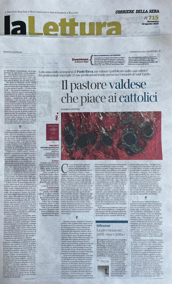 SassiPaolo's tweet photo. #PaoloRicca e le sue predicazioni alla @santegidionews nella bella recensione di Marco Ventura ieri su @La_Lettura. "Uniti dalle parole di Gesù", pubblicato da @EdizMagister, prefazione di #AndreaRiccardi. https://t.co/HZf31wO1Uq