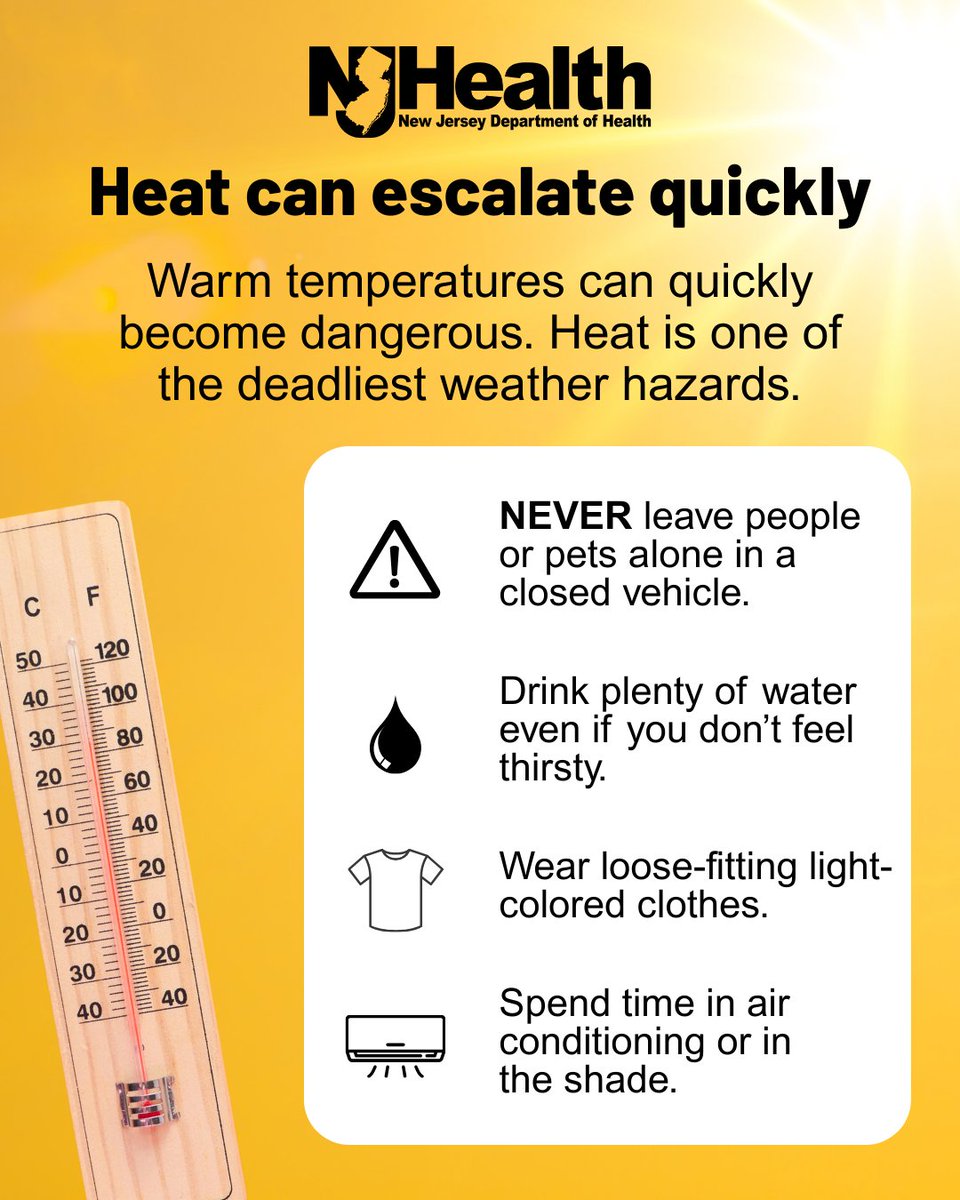 #BeatTheHeat by staying indoors and in the shade. Get more tips for the entire family at ready.gov/kids/know-the-… #BeatTheHeat this summer! #HealthierNJ