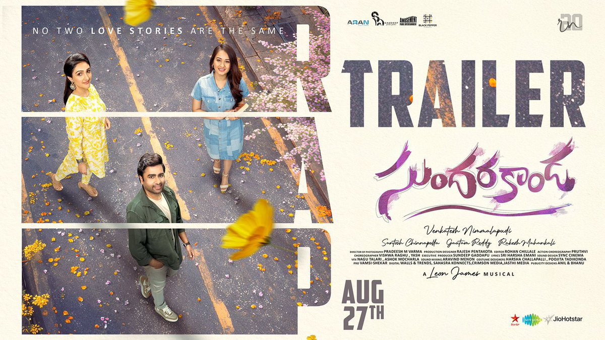 Sree Vishnu (@sreevishnuoffl) on Twitter photo The RAP trailer is indeed a RAMP one with super fun <a href="/IamRohithNara/">Rohith Nara</a> 😀
Seems like a tailor-made role for you 😉
My best wishes to you and the entire team of #SundaraKanda for the release on August 27th!
youtu.be/lzD5Gr0lKMI The RAP trailer is indeed a RAMP one with super fun <a href="/IamRohithNara/">Rohith Nara</a> 😀
Seems like a tailor-made role for you 😉
My best wishes to you and the entire team of #SundaraKanda for the release on August 27th!
youtu.be/lzD5Gr0lKMI