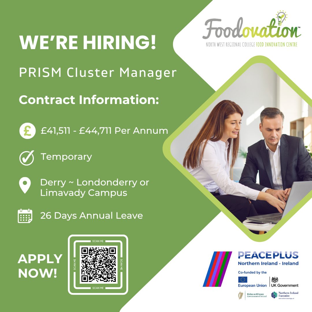 🤔 Ready for a new challenge? 

🔍 We're hiring a PRISM Cluster Manager to support SMEs in the Agri-Food Sector! 

⏰ Applications close  on Friday 15th August at noon. 

🔗 Don’t miss out! Apply today:
 ow.ly/AyPR50WCFrE