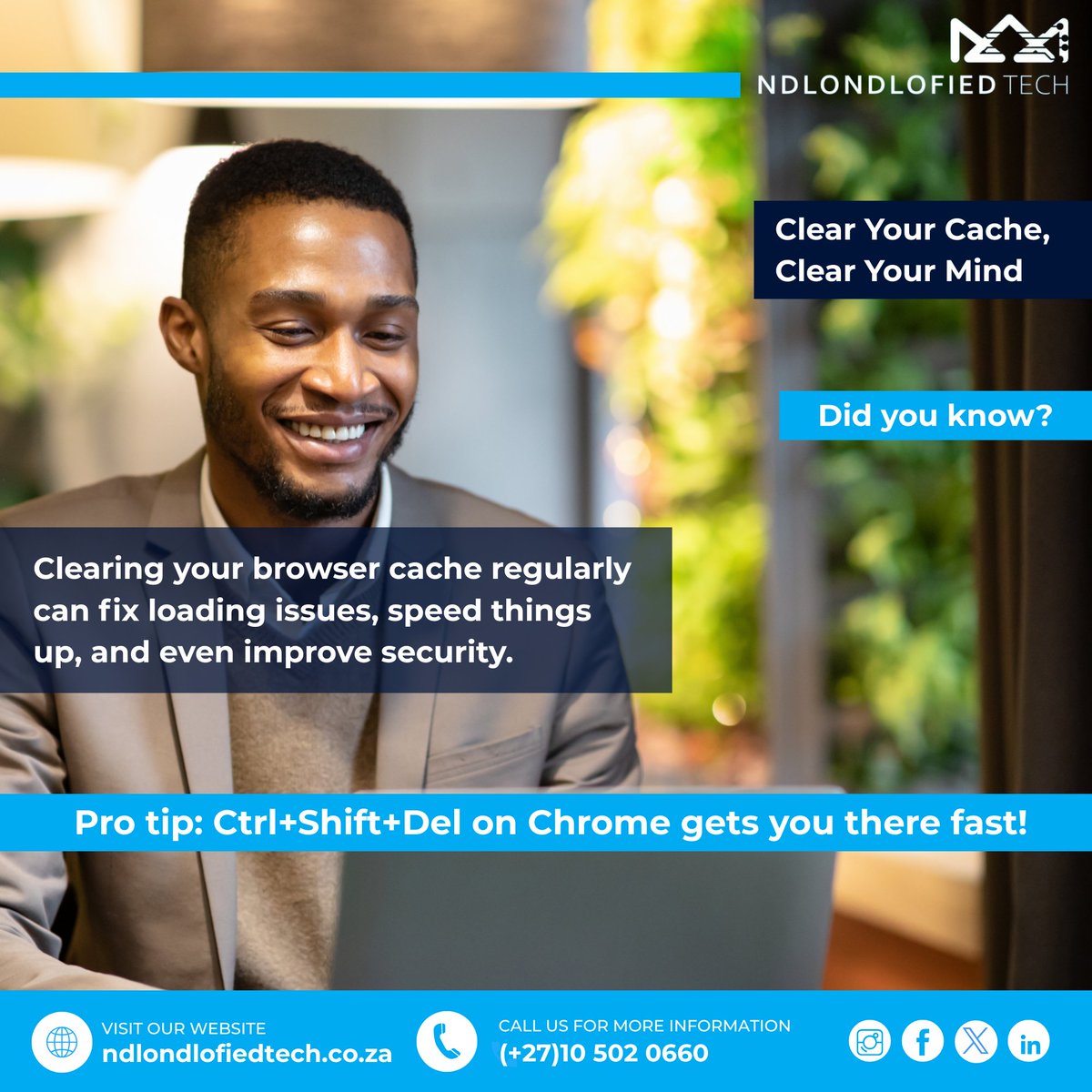Ndlondlofiedtec's tweet photo. 💡 Tech Tip Tuesday from Ndlondlofied Tech💨

Clearing Your Cache Can Fix More Than You Think🔧💨
Did you know that a simple cache clear can speed up your browser
Ctrl + Shift + Del — give it a go!

#StayNdlondlofied #fypシ゚ #NdlondlofiedTech  #TechTips #CacheClear #BrowserHacks https://t.co/fNruc99INa