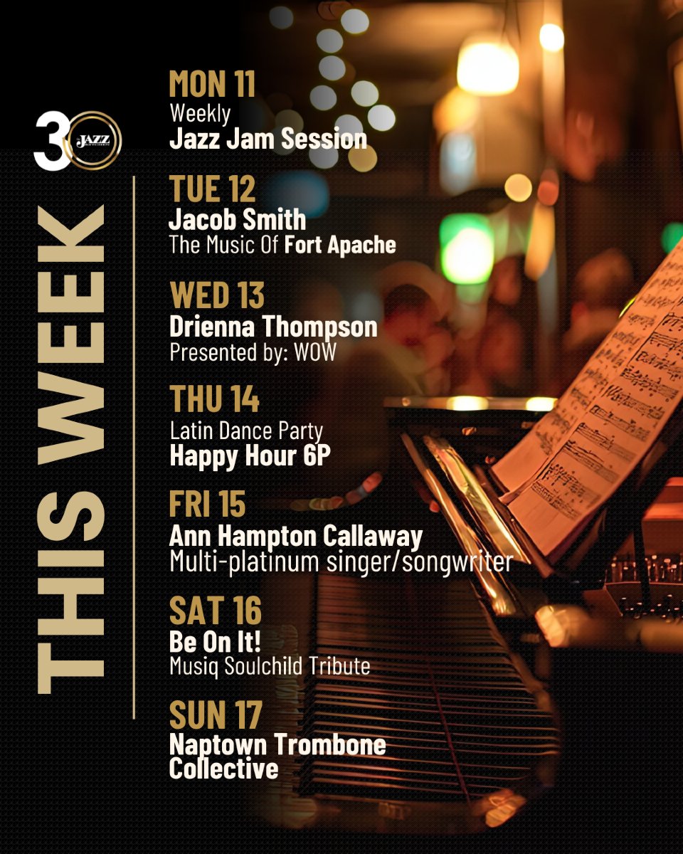 Step into a week full of powerful vocals, bold brass, cinematic jazz, and grooves like no other!

Every night at The Jazz Kitchen brings a different sound, a new story, a new reason to sit, dine and relax into the show 🎷🎤🍸