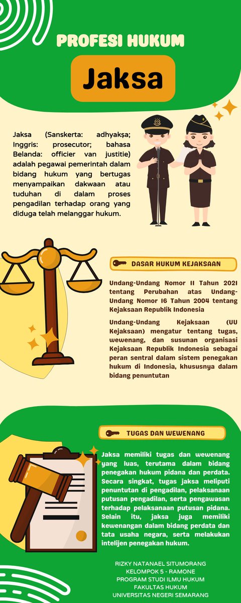 nathanriz7's tweet photo. Hallo Arunamuda Laksanayudha!
 
Saya Rizky Natanael Situmorang dari Universitas Negeri Semarang, Prodi Ilmu Hukum ingin menyampaikan informasi terkait Jaksa melalui infografis. https://t.co/xz5g5X9UMl