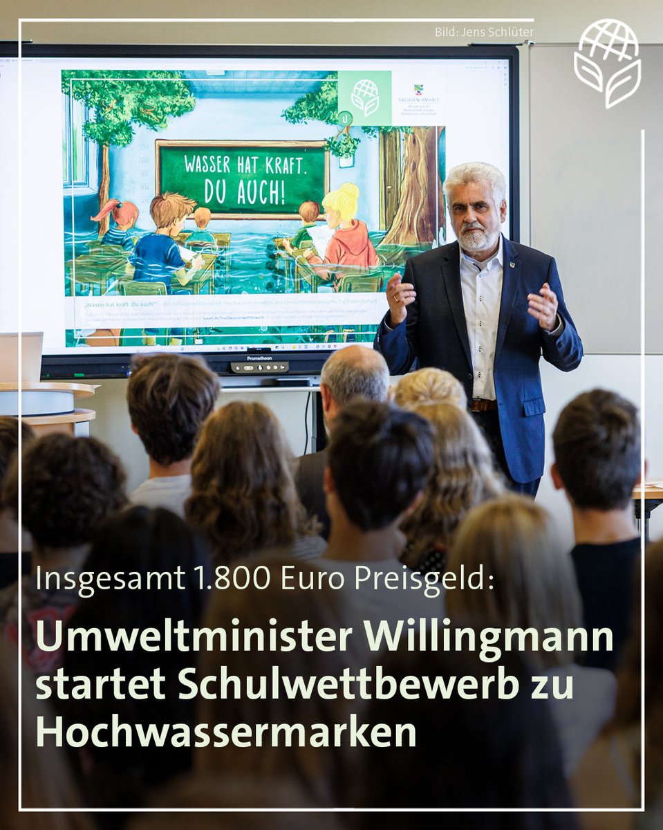 MWU Sachsen-Anhalt (@mwu_lsa) on Twitter photo „Wasser hat Kraft. Du auch!“ 🌊 Schüler ab Klasse 7 in #SachsenAnhalt können bis 15.02.2026 kreative Beiträge zu Hochwassermarken einreichen. <a href="/WillingmannA/">Armin Willingmann</a>: „Viele kennen Hochwasser nur aus Erzählungen – jetzt können sie auf Spurensuche gehen.“ 👉 lsaurl.de/hochwasserwett… „Wasser hat Kraft. Du auch!“ 🌊 Schüler ab Klasse 7 in #SachsenAnhalt können bis 15.02.2026 kreative Beiträge zu Hochwassermarken einreichen. <a href="/WillingmannA/">Armin Willingmann</a>: „Viele kennen Hochwasser nur aus Erzählungen – jetzt können sie auf Spurensuche gehen.“ 👉 lsaurl.de/hochwasserwett…