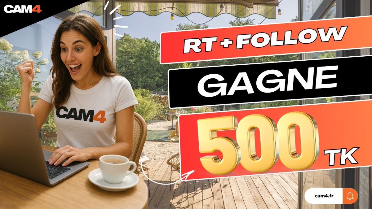 🇫🇷🎉 TIRAGE AU SORT SPÉCIAL 15 AOÛT 🎉🇫🇷

Participez dès maintenant pour tenter de gagner 500 JETONS CAM4 ! 💸✨

📅 Tirage au sort : 15 août à 20H30 🕢

Pour jouer :
1️⃣ RT ce tweet 🔁
2️⃣ FOLLOW @cam4_fr 🧡

Bonne chance à tous ! 🍀🔥
#ConcoursCAM4 #TirageAuSort #15Août