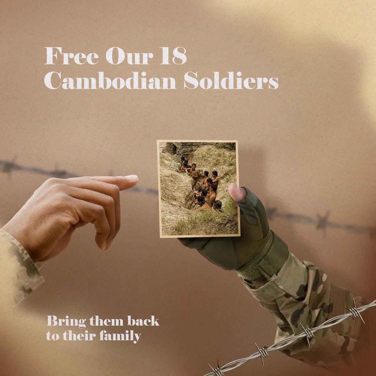 SamrethP260488's tweet photo. It’s been 13days if I’m not wrong. Thai not free our soldiers yet. Why you broke the agreement Thailand 
#CambodiaNeedPeace 
#ExposeThailandLies 
#Thailand #broke #ceasefire https://t.co/z7ImHI95ER