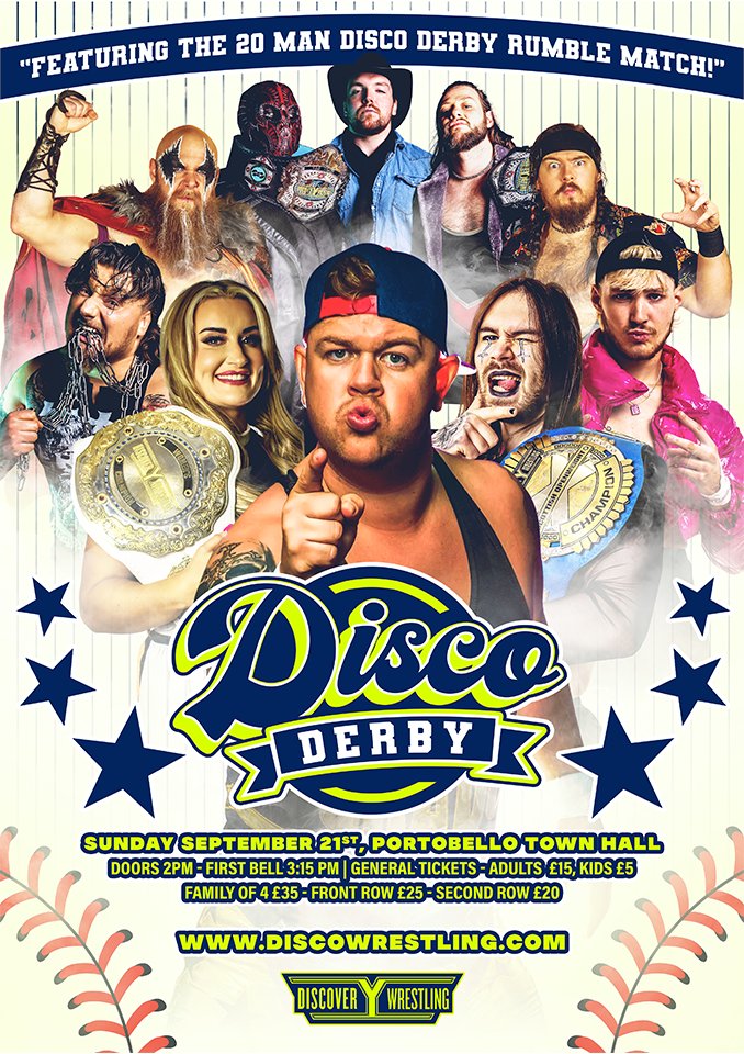 The Disco Derby is just six weeks away and there are only a handful of tickets left!

Don't miss out on what promises to be a stacked show featuring all your favourites and the Discovery Wrestling return of Grado 🔥

Get your tickets today via the link in the tweet below 👇🏻