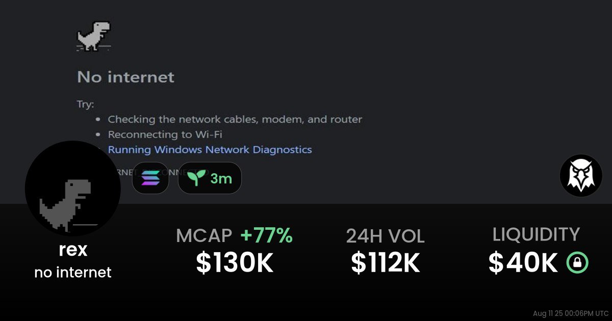 RoyalCoinZ's tweet photo. 🎯 no internet ( $REX )

🏆 MC: 130.9K

📜 CA:
FTggXu7nYowpXjScSw7BZjtZDXywLNjK88CGhydDGgMS

⚡ BUY NOW:@turbox_tradingbot #REX 
https://t.co/BCupg9Ormf https://t.co/Vb2Zr1PYVZ