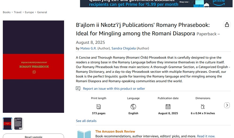 bajlom2017's tweet photo. #Romany #Gypsy #Gypsies #bookstagram #NewBook #booksbooksbooks #TravelSmart #booksofinsta #Europe
B'ajlom ii Nkotz'i'j Publications' Romany Phrasebook: Ideal for Mingling among the Romani Diaspora: G.R., Mateo, Chigüela, Sandra: 9798296462718: https://t.co/ARp4TaGWCT: Books https://t.co/pBvZZJonhr