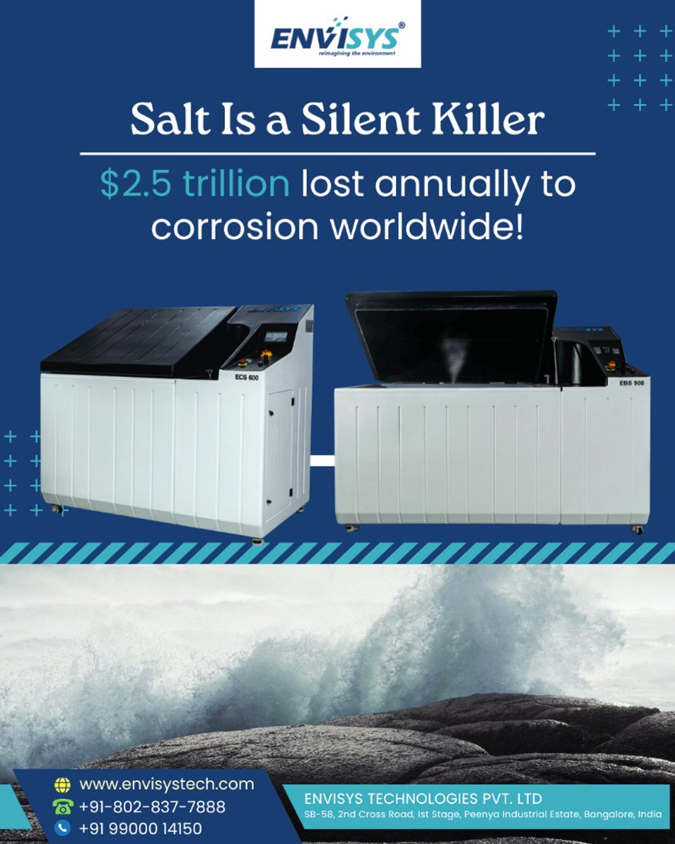 Envisys_Tech's tweet photo. Waterproof? IP-rated? It means nothing without real salt fog exposure. Envisys brings the coast to your lab because corrosion doesn’t read your spec sheet.

#SaltSprayTesting #CorrosionTesting #CustombuiltChambers #Environmetaltest  #Testing #Envisys #EnvisysTechnologies https://t.co/IDX8PE0Nga