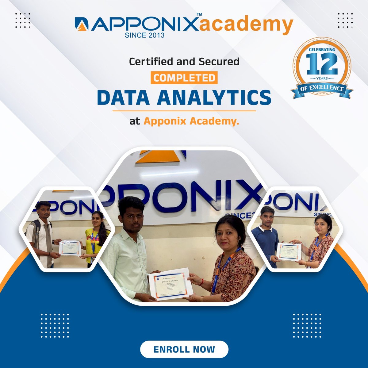 apponix's tweet image. ๐ก Turning data into insights, and insights into success
Kudos to our graduates for successfully completing Data Analytics at Apponix Academy ๐๐
#LearnDataAnalytics #ApponixAcademy #AnalyticsTraining #CareerGrowth #DataScienceSkills #ApponixSuccess