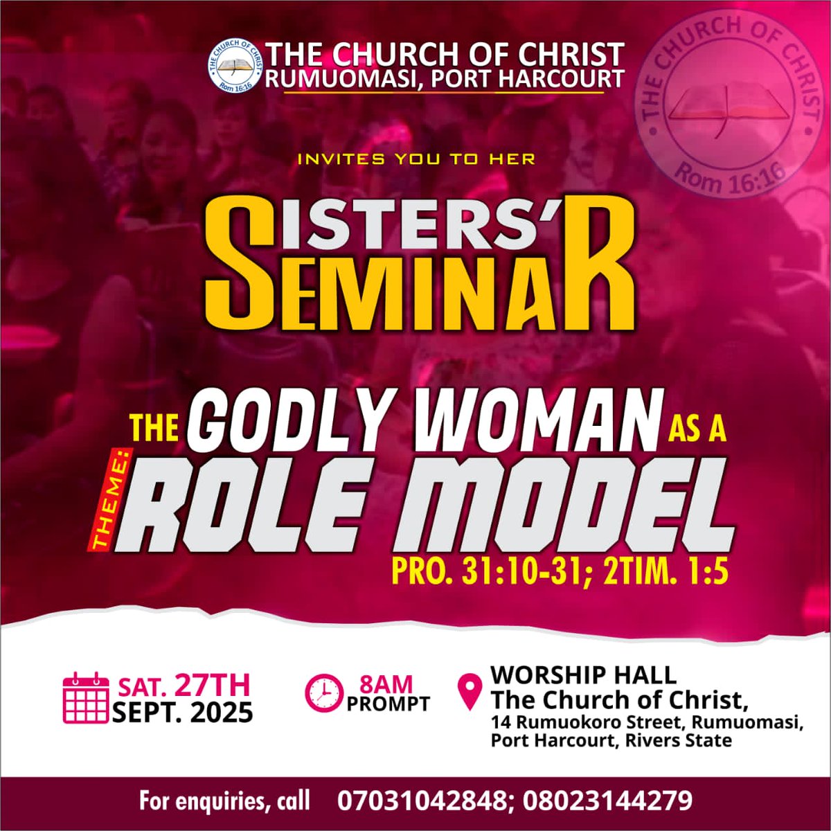BISHOPSOLO12's tweet photo. Church of Christ Rumuomasi. Keep a date with us. https://t.co/eWbN53icaK