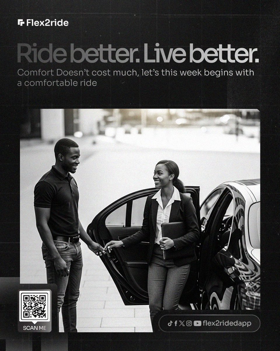 flex2rideDapp's tweet photo. A good week starts with a smooth ride.
Stop stressing over transport.
Get comfort without overspending.
Ride better. Live better.
#Flex2Ride #BetterRidesBetterLife #CommuteSmart #happyweek #deprem #MondayMotivation https://t.co/bFm5nq1CuO