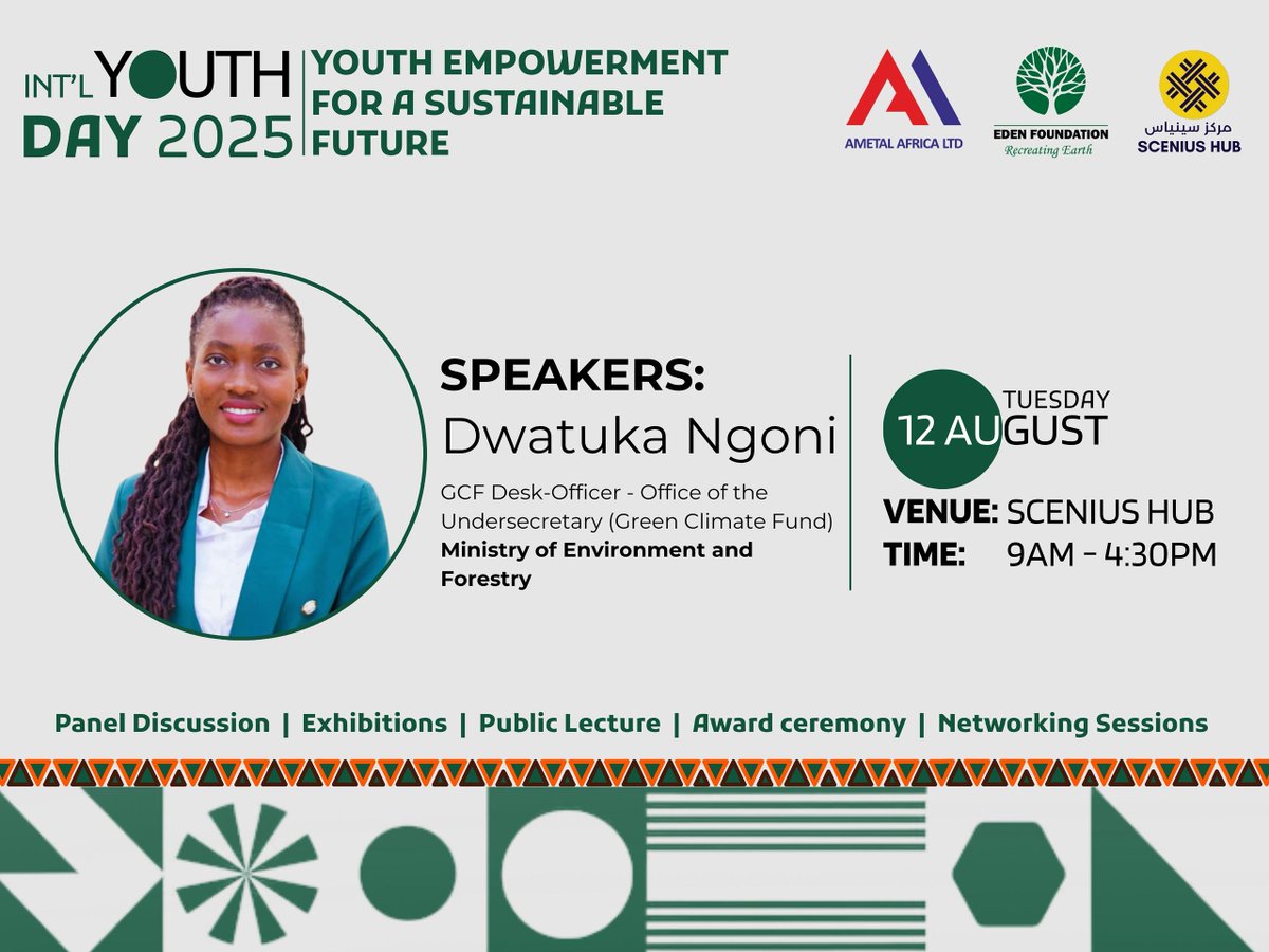 SceniusHub's tweet photo. To mark International Youth Day, we bring together youth shaping policy, creating change, and representing young voices in influence.  Ayen Telar, MP for Yirol West, and Dwatuka Ngoni will share insights on leadership, governance, and climate action in South Sudan.

 #IYD2025 https://t.co/CkKJXDGR0a