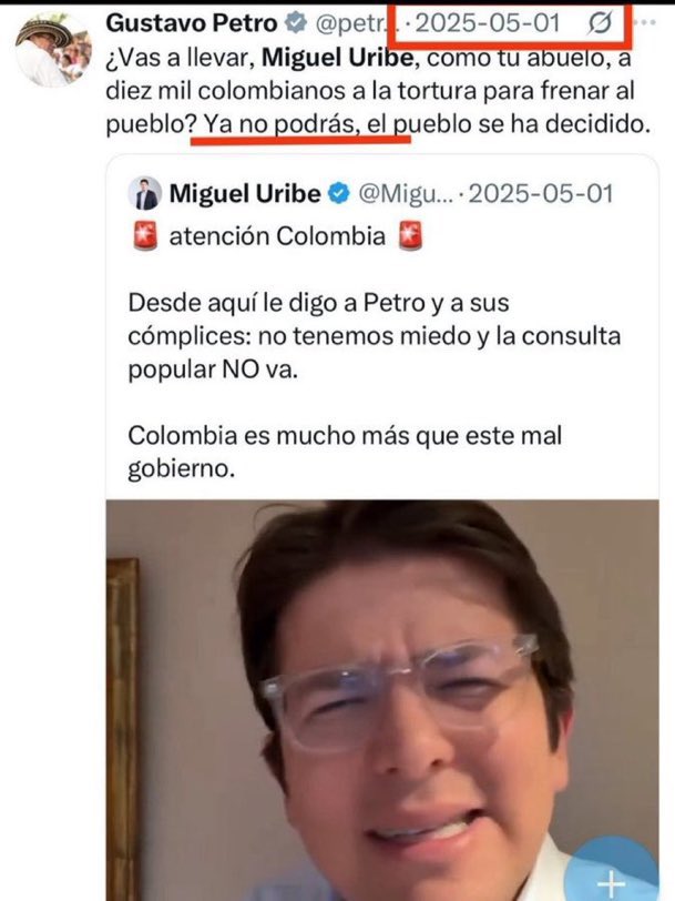 Que quiso decir Petro con: “YA NO PODRÁS?” Cuando le escribió eso a Miguel Uribe Turbay? 

Ya es hora de saber quién dio la orden?