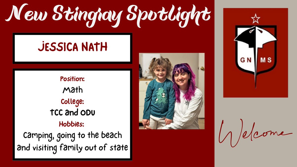 We are so excited for Ms. Nath to work with our grade 8 students in math!