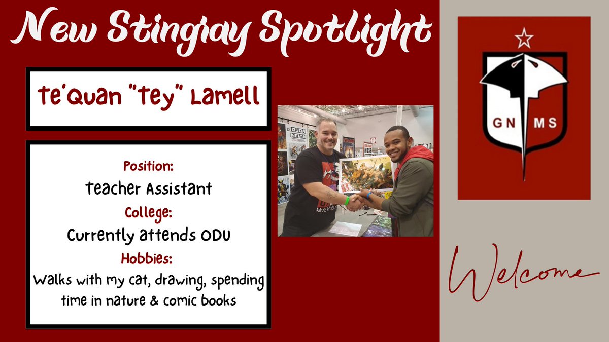 Please join us in welcoming Mr. Lamell, who will be joining our amazing teacher assistant team.