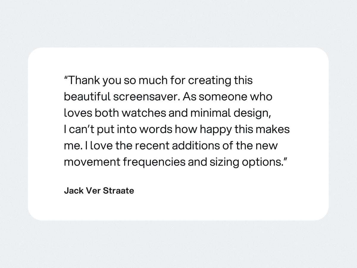 The response to Bauhaus Clock from around the world has been overwhelming. I made it because I wanted to feel joy every time my Mac went idle, and knowing others feel it too… means everything. Thank you!

bauhausclock.com