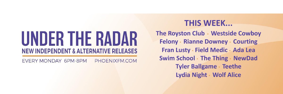 overtimer's tweet image. Tonight 6-8pm on @phoenixfm new music from @TheRoystonClub @riannedowney_ @LydiaNightHQ @weareswimschool @courtingband @NewDad @westsidecowboyy @adaleamusic @joyerband @_fieldmedic @KennyHoopla @Zelladay @consequence #Teethe #TheThing @dearboyofficial #Felony #SaraBaroni