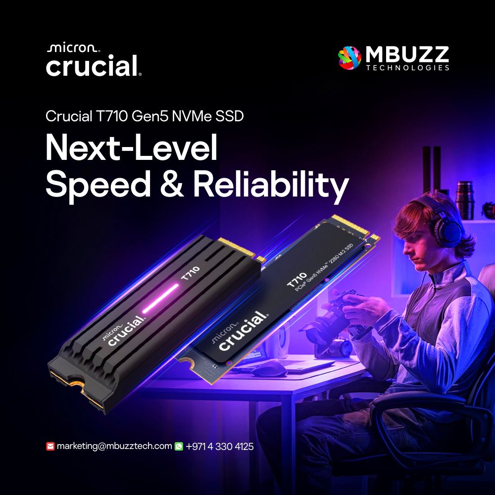 🚀 Crucial T710 Gen5 NVMe SSD — Crucial’s fastest consumer SSD yet!

⚡ 14,900MB/s read | 13,800MB/s write
🧠 Micron 232-layer TLC NAND
🛡 AES-256 + TCG Opal 2.01+
❄️ Heatsink option for peak cooling

🔗 zurl.co/zHO9

#CrucialT710 #Gen5SSD #NVMeSSD #MBUZZ